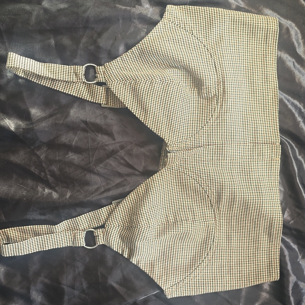 Checkered Front Zippered Top